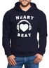 Hoodie Herren Heart Beat Herz Kopfhörer Musik Techno Kapuzen-Pullover Moonworks®preview