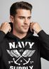 Hoodie Herren Motiv Maritim Nautical Design Schriftzug Navy Supply Anker mit Flügeln Kapuzen-Pullover Männer Neverless®preview