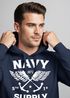 Hoodie Herren Motiv Maritim Nautical Design Schriftzug Navy Supply Anker mit Flügeln Kapuzen-Pullover Männer Neverless®preview