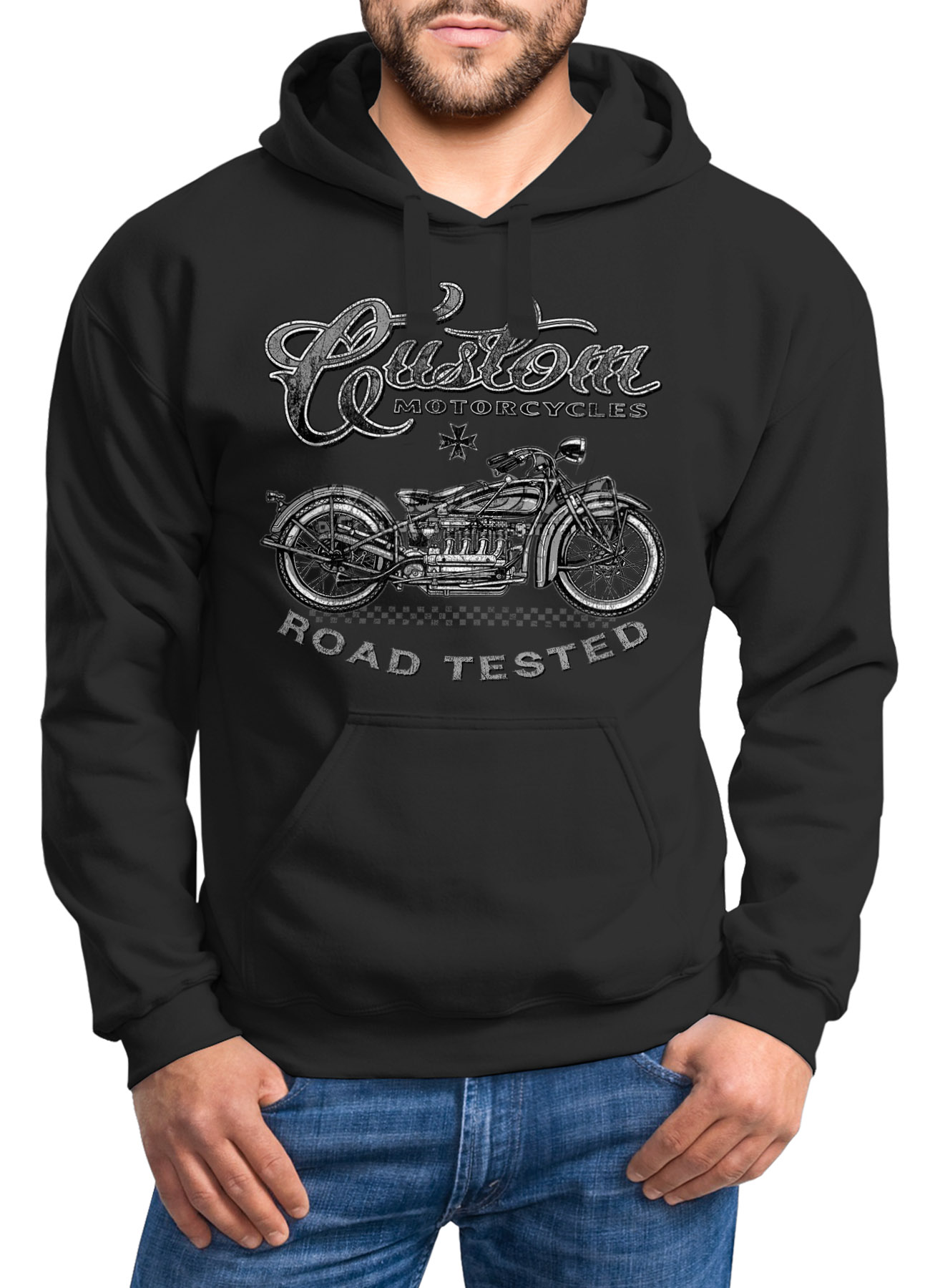 Neverless Hoodie Mit Adler-Print Auf Dem Rücken | Retro-Design | 80% Baumwolle, 20% Polyester