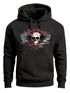 Hoodie Herren Motorrad Totenkopf mit Flügeln Kapuzen-Pullover Neverless®preview