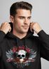 Hoodie Herren Motorrad Totenkopf mit Flügeln Kapuzen-Pullover Neverless®preview