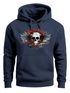 Hoodie Herren Motorrad Totenkopf mit Flügeln Kapuzen-Pullover Neverless®preview