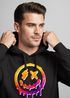 Hoodie Herren Print Drip Face Smile Neon Aufdruck Motiv Kapuzenpullover Techwear Fashion Streetstyle Neverless®preview