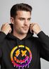 Hoodie Herren Print Drip Face Smile Neon Aufdruck Motiv Kapuzenpullover Techwear Fashion Streetstyle Neverless®preview