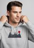 Hoodie Herren Print Red Sun Forest Kapuzensweatshirt mit Waldmotiv und roter Sonne Outdoor Streetwear Neverless®preview