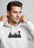 Hoodie Herren Print Red Sun Forest Kapuzensweatshirt mit Waldmotiv und roter Sonne Outdoor Streetwear Neverless®preview