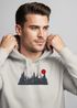 Hoodie Herren Print Red Sun Forest Kapuzensweatshirt mit Waldmotiv und roter Sonne Outdoor Streetwear Neverless®preview
