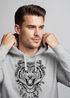Hoodie Herren Tiger Boho Zentangle Bohamian Atzec Federn Traumfänger Kapuzen-Pullover Männer Neverless®preview
