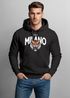 Hoodie Herren Tiger Print Schriftzg Milano Italy Kapuzen-Pullover Männer Italien Fashion Streetstyle Neverless®preview