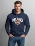 Hoodie Herren Tiger Print Schriftzg Milano Italy Kapuzen-Pullover Männer Italien Fashion Streetstyle Neverless®preview