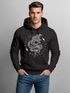 Hoodie Herren Totenkopf Print Kobra Motiv High Voltage Motorcycle Schriftzug Rocker Biker Racing Design Kapuzen-Pullover Männer Neverless®preview