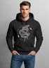Hoodie Herren Totenkopf Print Kobra Motiv High Voltage Motorcycle Schriftzug Rocker Biker Racing Design Kapuzen-Pullover Männer Neverless®preview