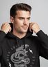 Hoodie Herren Totenkopf Print Kobra Motiv High Voltage Motorcycle Schriftzug Rocker Biker Racing Design Kapuzen-Pullover Männer Neverless®preview
