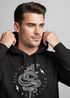 Hoodie Herren Totenkopf Print Kobra Motiv High Voltage Motorcycle Schriftzug Rocker Biker Racing Design Kapuzen-Pullover Männer Neverless®preview