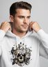 Hoodie Herren Totenkopf Rosen Skull Flower Schädel Kapuzen-Pullover Männer Neverless®preview