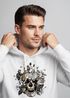 Hoodie Herren Totenkopf Rosen Skull Flower Schädel Kapuzen-Pullover Männer Neverless®preview