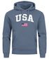 Hoodie Herren USA Schriftzug College Retro US Flagge Amerika Front-Print Aufdruck Motiv Fashion Streetstyle Neverless®preview