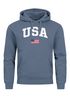 Hoodie Herren USA Schriftzug College Retro US Flagge Amerika Front-Print Aufdruck Motiv Fashion Streetstyle Neverless®preview