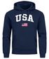 Hoodie Herren USA Schriftzug College Retro US Flagge Amerika Front-Print Aufdruck Motiv Fashion Streetstyle Neverless®preview