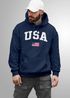 Hoodie Herren USA Schriftzug College Retro US Flagge Amerika Front-Print Aufdruck Motiv Fashion Streetstyle Neverless®preview