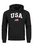 Hoodie Herren USA Schriftzug College Retro US Flagge Amerika Front-Print Aufdruck Motiv Fashion Streetstyle Neverless®preview