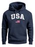 Hoodie Herren USA Schriftzug College Retro US Flagge Amerika Front-Print Aufdruck Motiv Fashion Streetstyle Neverless®preview
