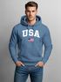 Hoodie Herren USA Schriftzug College Retro US Flagge Amerika Front-Print Aufdruck Motiv Fashion Streetstyle Neverless®preview