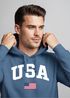 Hoodie Herren USA Schriftzug College Retro US Flagge Amerika Front-Print Aufdruck Motiv Fashion Streetstyle Neverless®preview