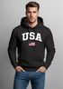 Hoodie Herren USA Schriftzug College Retro US Flagge Amerika Front-Print Aufdruck Motiv Fashion Streetstyle Neverless®preview