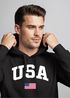 Hoodie Herren USA Schriftzug College Retro US Flagge Amerika Front-Print Aufdruck Motiv Fashion Streetstyle Neverless®preview