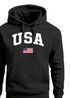 Hoodie Herren USA Schriftzug College Retro US Flagge Amerika Front-Print Aufdruck Motiv Fashion Streetstyle Neverless®preview
