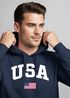 Hoodie Herren USA Schriftzug College Retro US Flagge Amerika Front-Print Aufdruck Motiv Fashion Streetstyle Neverless®preview