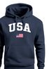 Hoodie Herren USA Schriftzug College Retro US Flagge Amerika Front-Print Aufdruck Motiv Fashion Streetstyle Neverless®preview