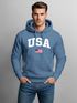 Hoodie Herren USA Schriftzug College Retro US Flagge Amerika Front-Print Aufdruck Motiv Fashion Streetstyle Neverless®preview