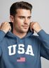 Hoodie Herren USA Schriftzug College Retro US Flagge Amerika Front-Print Aufdruck Motiv Fashion Streetstyle Neverless®preview