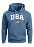 Hoodie Herren USA Schriftzug College Retro US Flagge Amerika Front-Print Aufdruck Motiv Fashion Streetstyle Neverless®preview