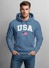 Hoodie Herren USA Schriftzug College Retro US Flagge Amerika Front-Print Aufdruck Motiv Fashion Streetstyle Neverless®preview
