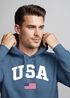 Hoodie Herren USA Schriftzug College Retro US Flagge Amerika Front-Print Aufdruck Motiv Fashion Streetstyle Neverless®preview