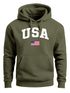 Hoodie Herren USA Schriftzug College Retro US Flagge Amerika Front-Print Aufdruck Motiv Fashion Streetstyle Neverless®preview