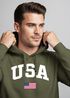 Hoodie Herren USA Schriftzug College Retro US Flagge Amerika Front-Print Aufdruck Motiv Fashion Streetstyle Neverless®preview