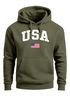 Hoodie Herren USA Schriftzug College Retro US Flagge Amerika Front-Print Aufdruck Motiv Fashion Streetstyle Neverless®preview