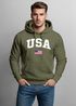 Hoodie Herren USA Schriftzug College Retro US Flagge Amerika Front-Print Aufdruck Motiv Fashion Streetstyle Neverless®preview