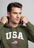 Hoodie Herren USA Schriftzug College Retro US Flagge Amerika Front-Print Aufdruck Motiv Fashion Streetstyle Neverless®preview