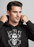 Hoodie Herren Victory or Valhalla Skull Totenkopf Wikinger Print Kapuzen-Pullover Fashion Streetstyle Neverless®preview