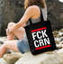 Jutebeutel Aufdruck FCK CRN Parodie HipHop Musik Pandemie Krise durchhalten Statement Moonworks®preview