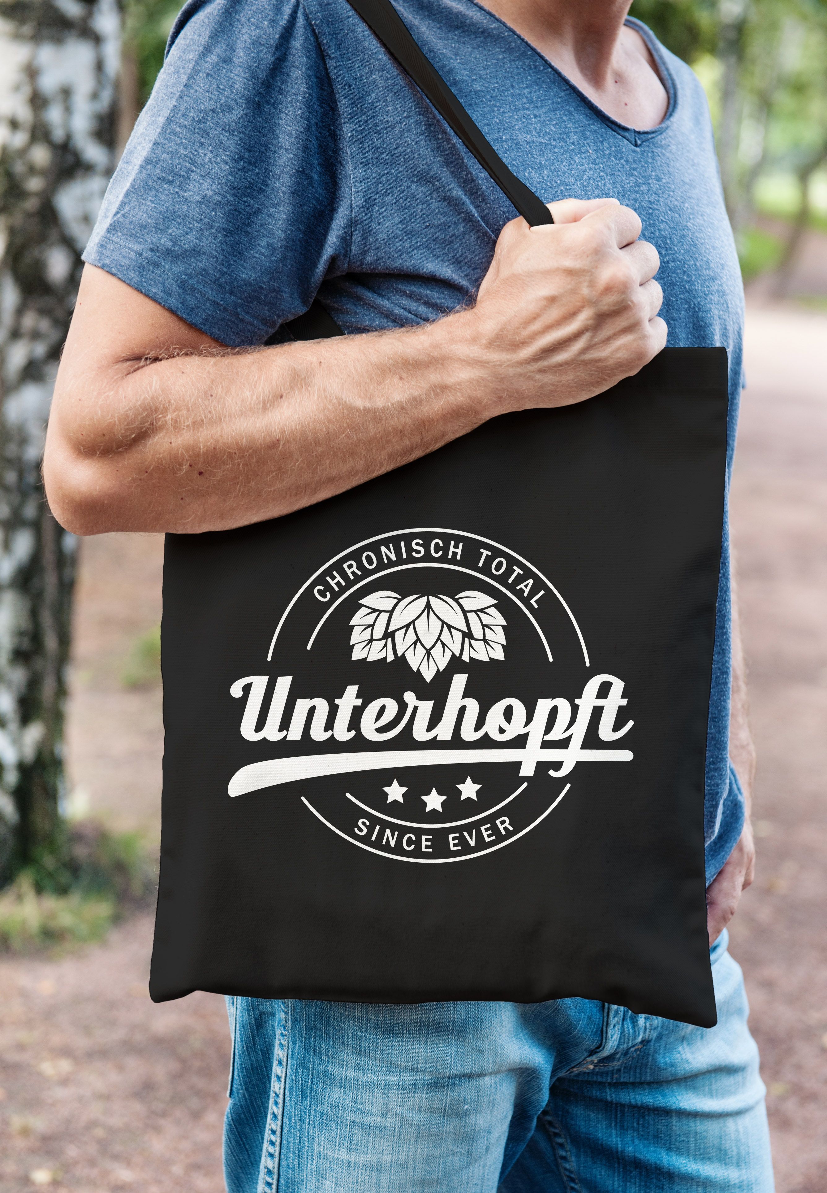 MoonWorks Herren T-Shirt 'Chronisch Unterhopft' - Lustiges Bier Design