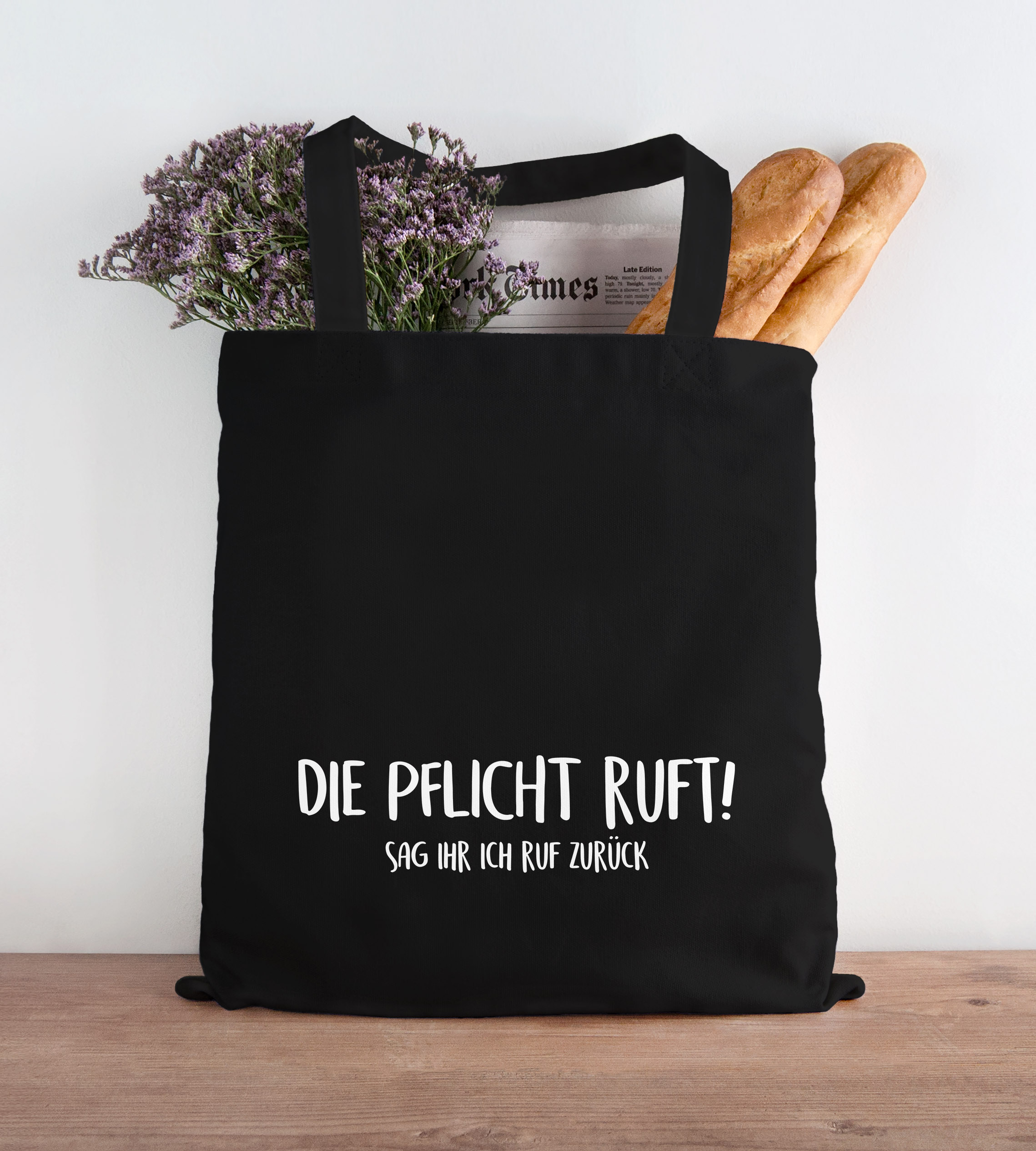 MoonWorks Kissenbezug 'Die Pflicht Ruft – Sag Ihr, Ich Ruf Zurück' – 40x40 Cm, Baumwolle