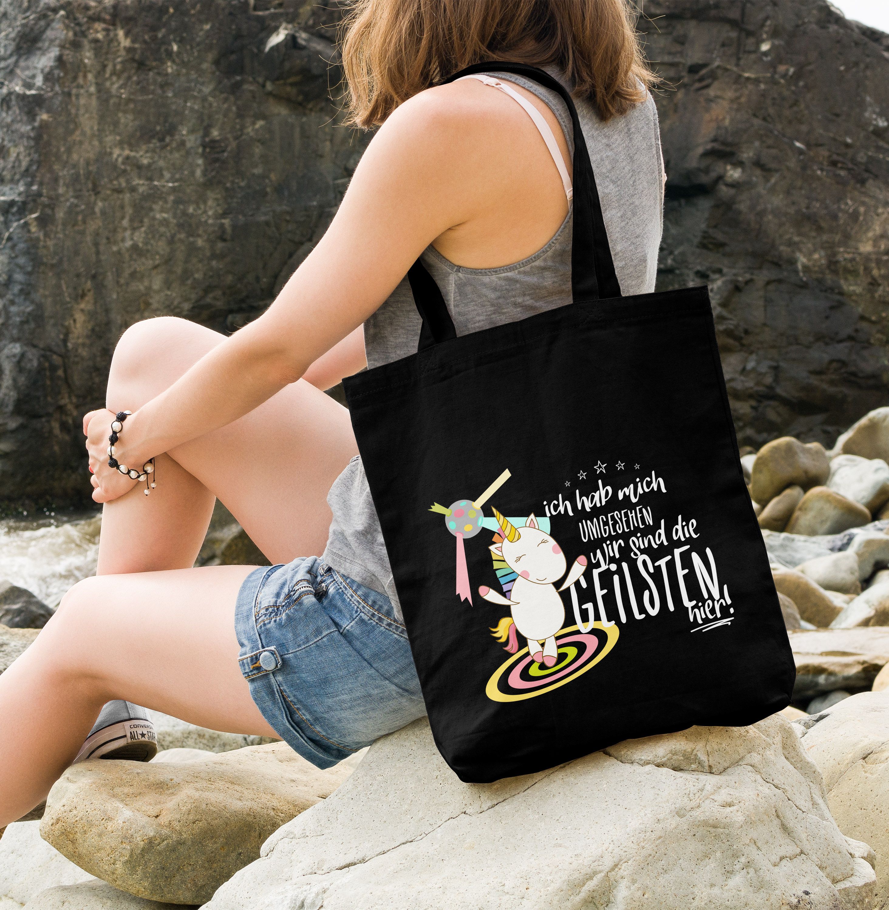 MoonWorks Herren Tanktop 'Wir Sind Die Geilsten Hier!' - Slim Fit Baumwolle