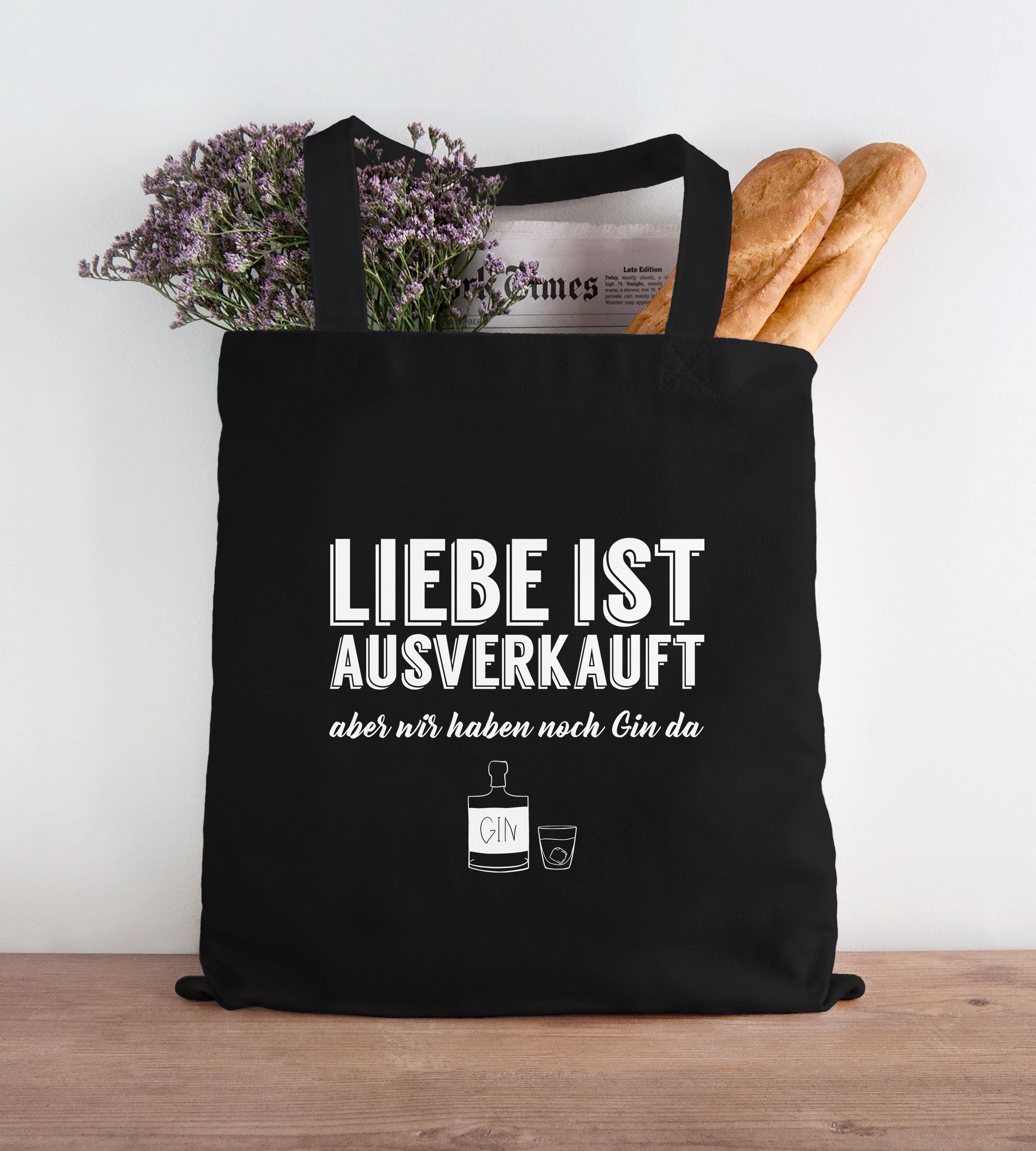 Jutebeutel Liebe ist aus aber wir haben noch Gin da SpruchBeutel